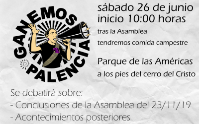 Ganemos Palencia celebra una asamblea extraordinaria el sábado 26 de junio